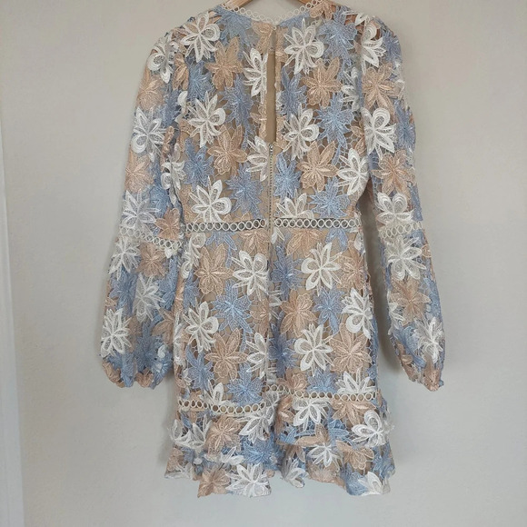 Just Me Miriam Full-Sleeve 3D Lace Floral Dress Size Small - Picture 7 of 13